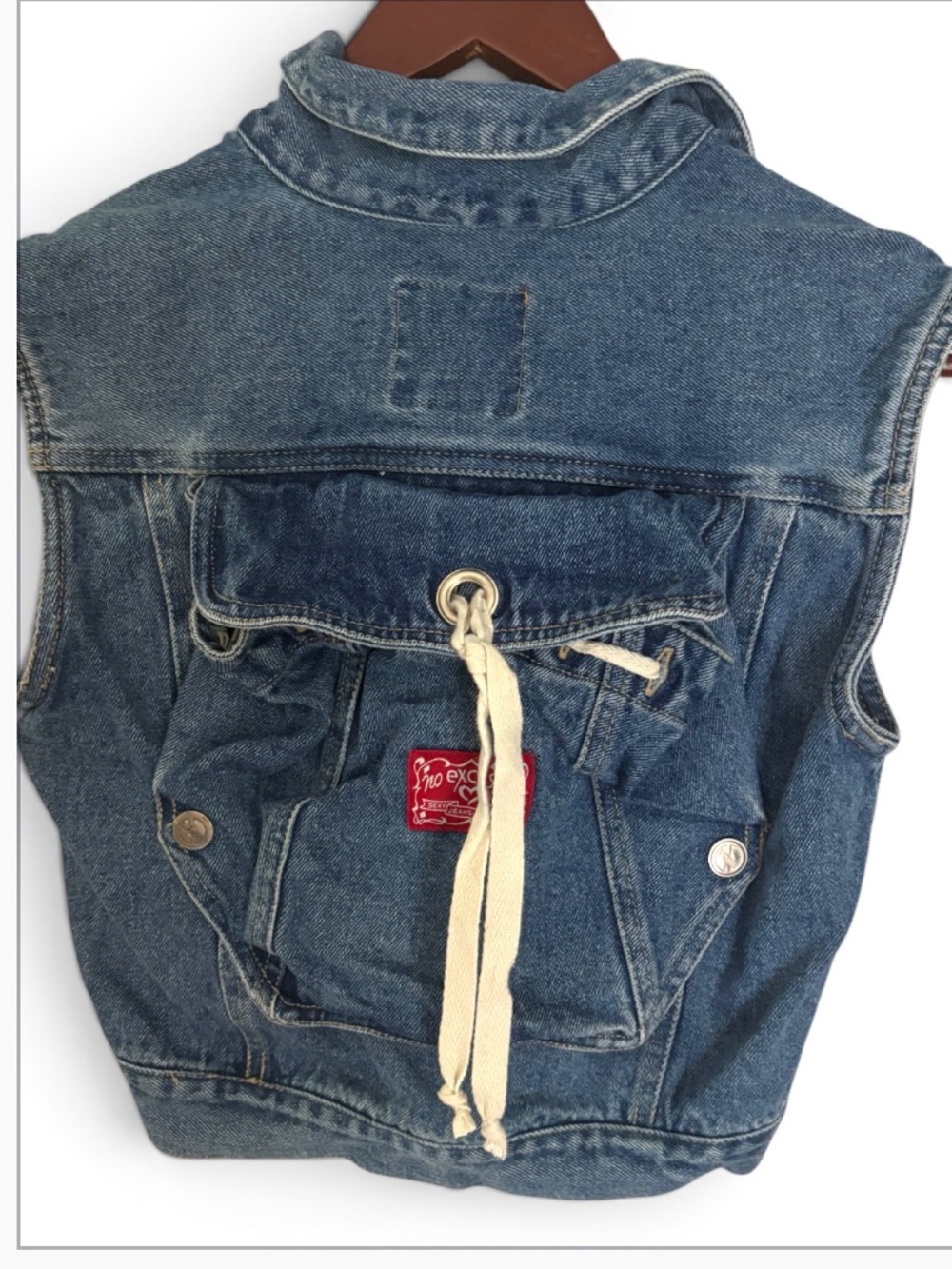 Vintage No Excuses Denim Pouch Vest